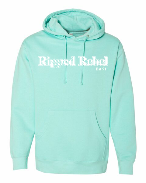 Mint and White Ripped Rebel Hoodie